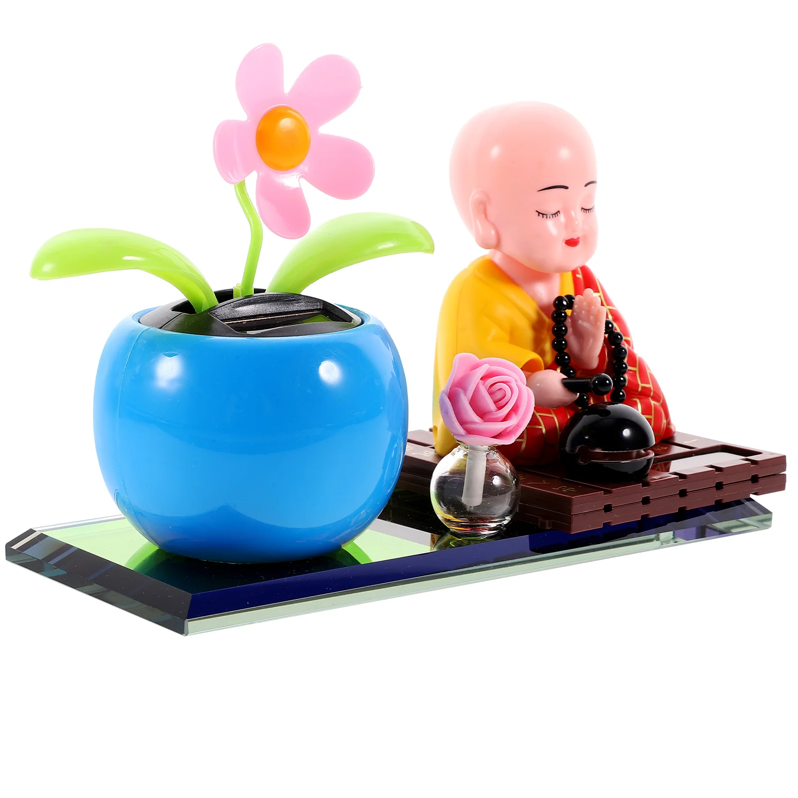 

Solar Cartoon Monk And Bonsai Ornament Nodding Monk Figure Car Interior Adornment Dashboard Decoration