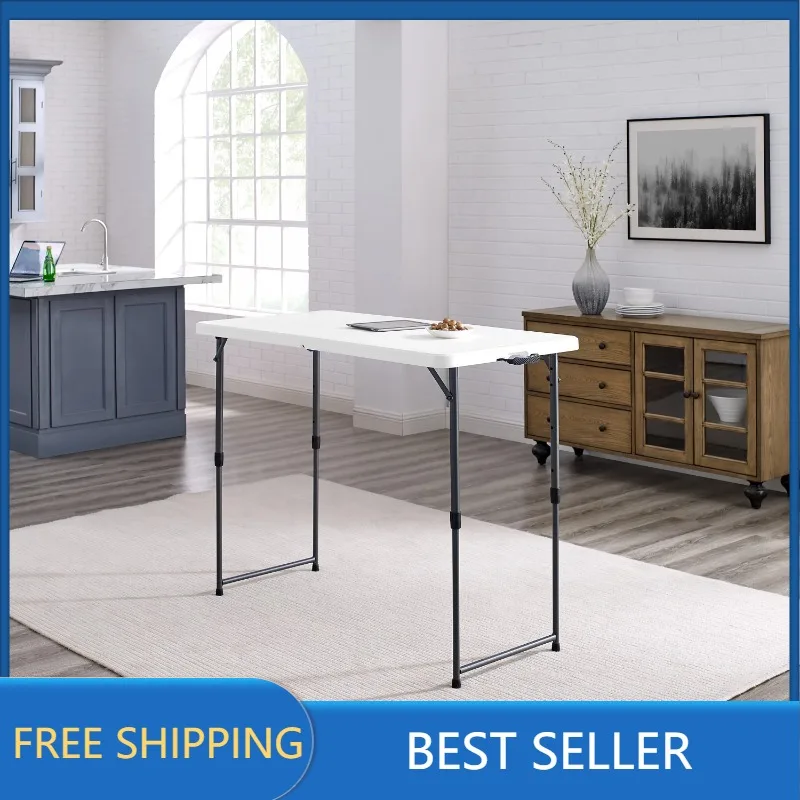 

Складные столы и стулья, 4-футовый регулируемый высокий Премиум складной стол, белый гранит