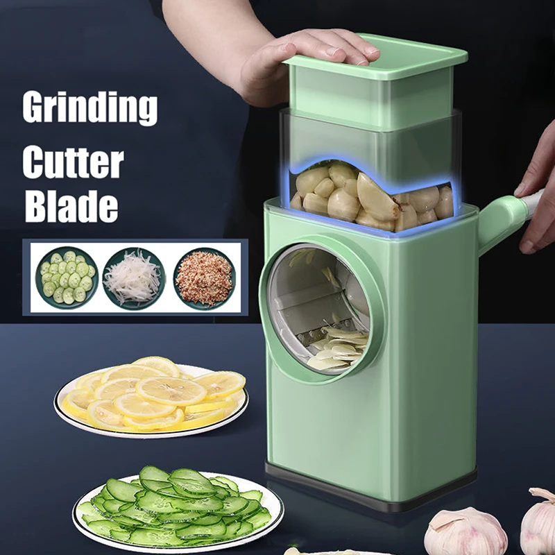 

Manual Grater Vegetable Chopper Round Cutter 3 in 1 Multifunction Vegetable Slicer Potato Garlic Shredder Kitchen Accessories