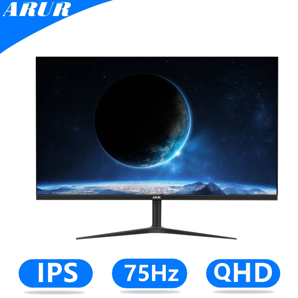 

ARUR 24-дюймовый 2K 75 Φ Настольный ПК QHD ЖК-дисплей для игр 100 Гц IPS-панель экран компьютер монитор Гц 2560*1440 HDMI-Совместимость/DP