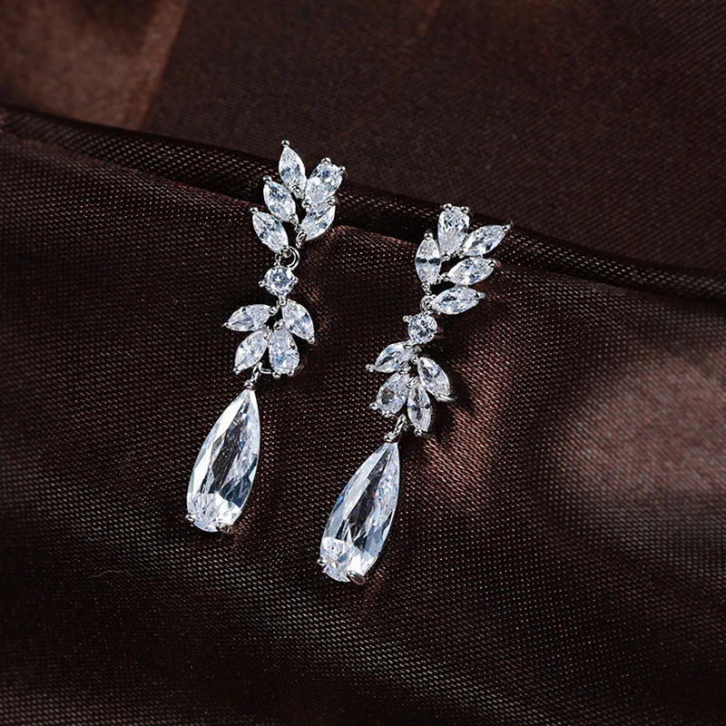 New Design Long Temperament Water Drop Zircon Clip on Earrings Without Piercing Earrings Clips for Women Wedding Party Jewelry