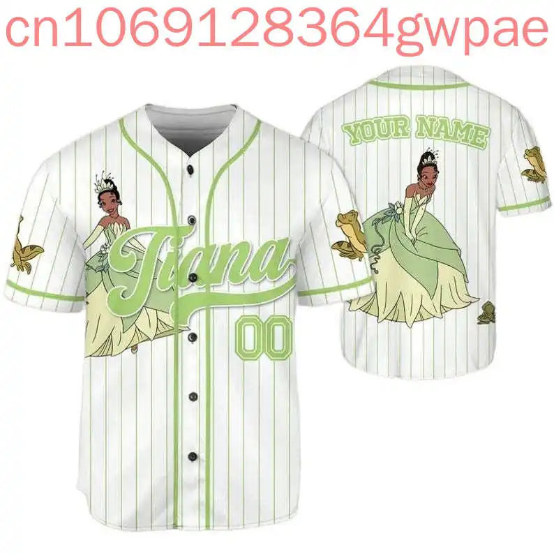 Персонализированный бейсбольный трикотаж принцессы Тианы Диснея мужские