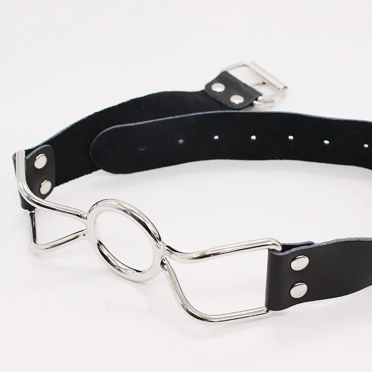 Секс-товары из натуральной кожи бондаж флирт кляп с открытым ртом удерживающий