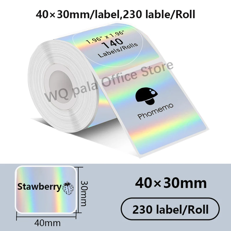 2 рулона лазерной самоклеящейся бумаги WQpala 50x50 мм для портативного принтера Phomemo, двухдюймовая серия