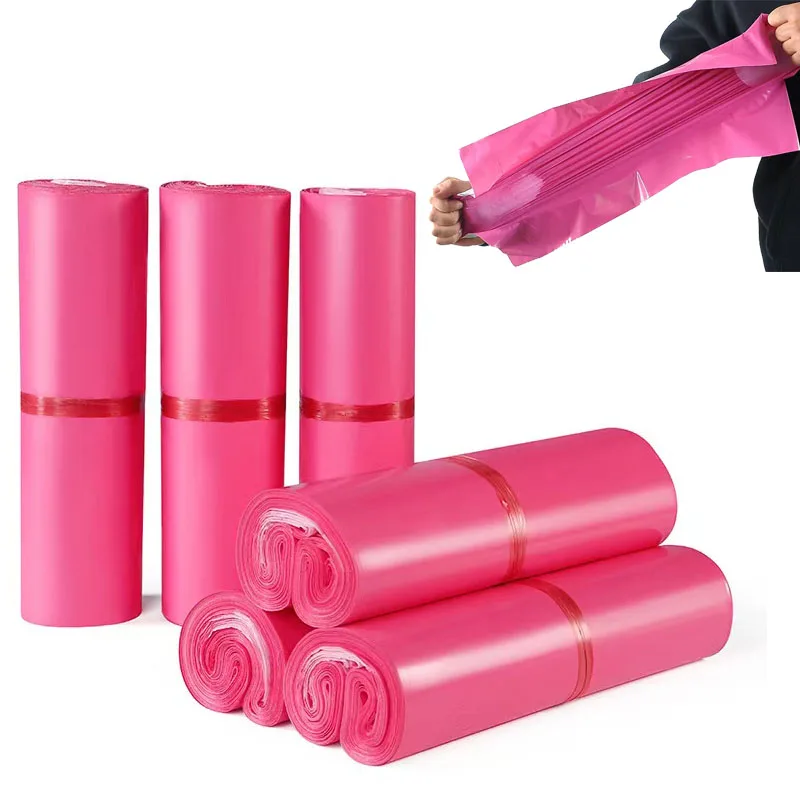 

100 шт. розовые самоклеящиеся курьерские пакеты, пакеты для хранения, полиэтиленовые конверты, почтовые отправки, почтовые пакеты