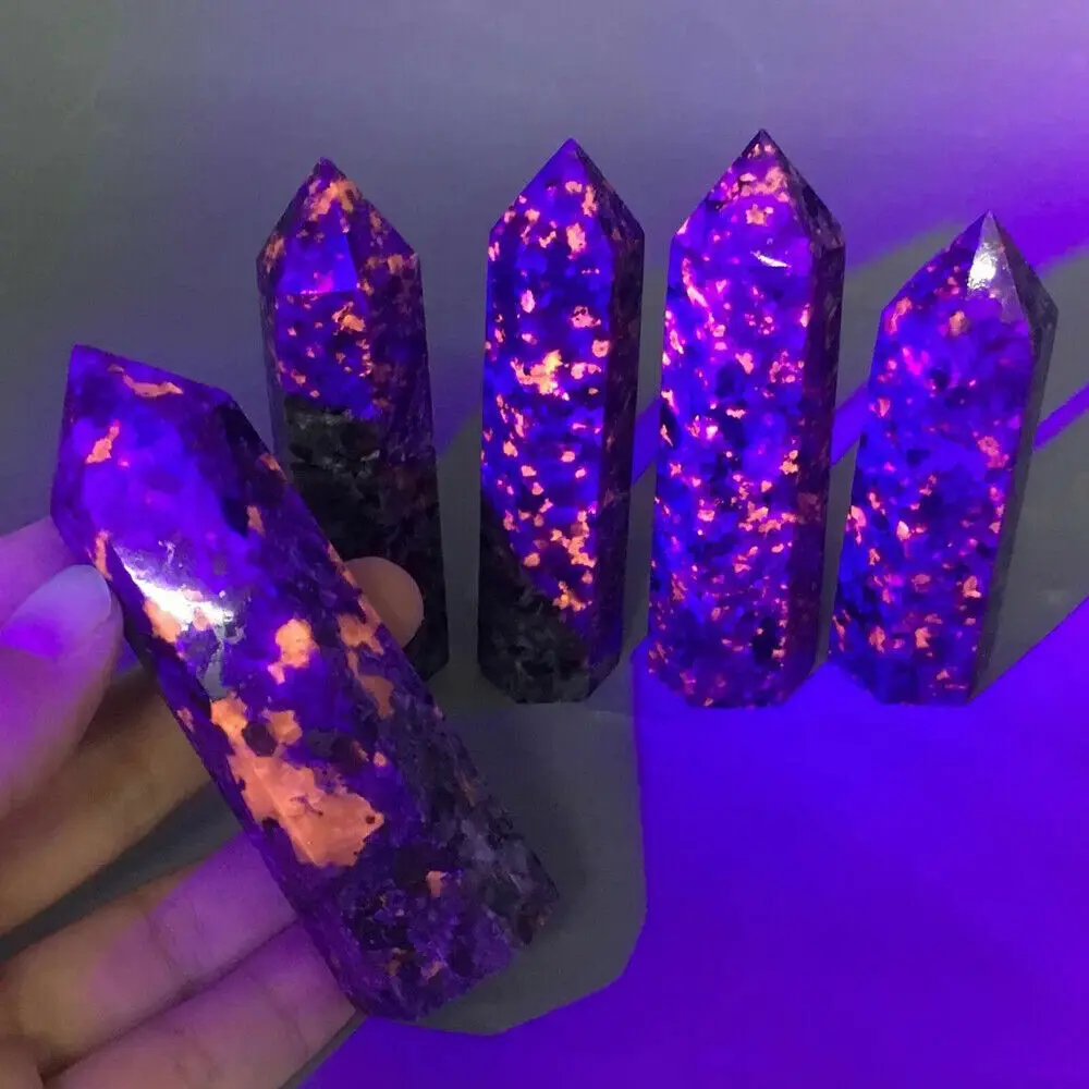 

Natural Yooperlite Crystal Point Column Quartz Obelisk Hexagonal Single Point Wand Reiki Healing Flame Stone Gem Home Decoration