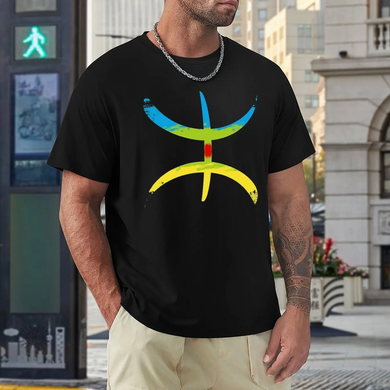 Купи Graphic Vintage Berber Flag Amazigh Flag YAZ T-shirts Vintage Fitness USA Size за 307 рублей в магазине AliExpress