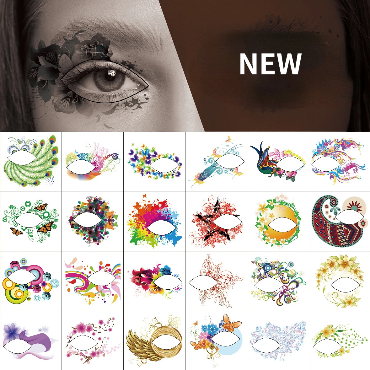 

1 Pcs Eyes Tattoo Paste Sticker Eyes Tattoo Sexy Makeup Eyeliner Eyeshadow Sticker Eye Tattoo Flashing Carnival Makeup Eye Decal