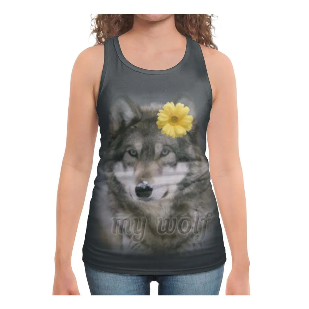 

Animals Wolf 3D Print Causal Clothing New Fashion Women Vest Size S-7XL Mesh Top