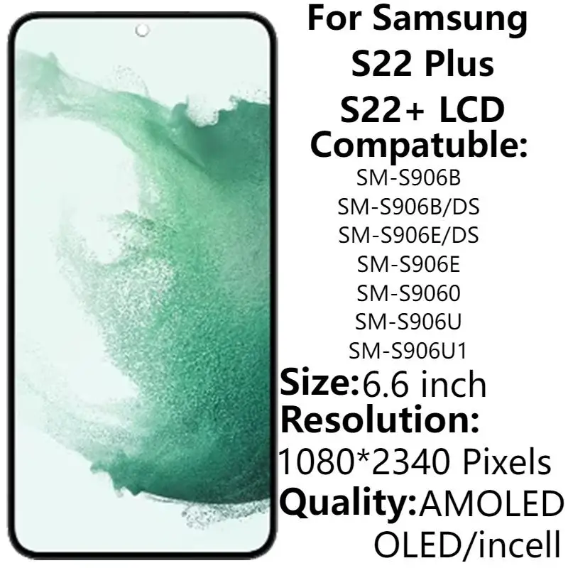 6 AMOLED для Samsung S22 Plus S906B/DS S906E ЖК-дисплей с рамкой дигитайзер сенсорного экрана в