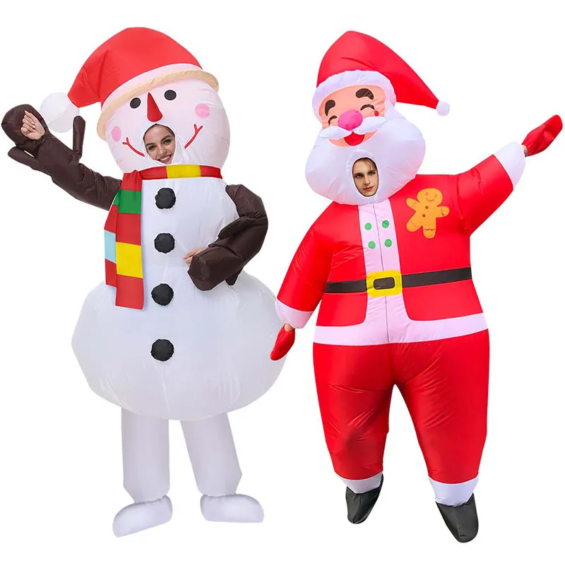 

Christmas Adult Inflatable Mascot Costume Santa Claus Christmas Snowman Elk for Halloween Carnival Party