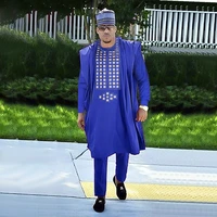 hd mens african clothing embroidery dashiki ankara agbada traditional robe long sleeve shirt pants set wedding clothing