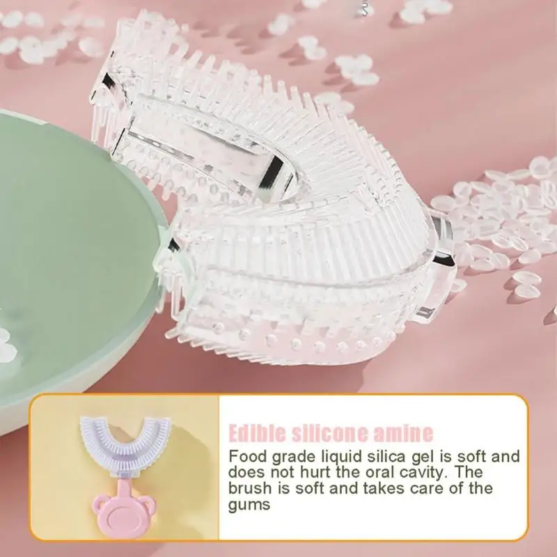 

Набор U-образных зубных щеток и держателей для детской мягкой силиконовой детской щетки