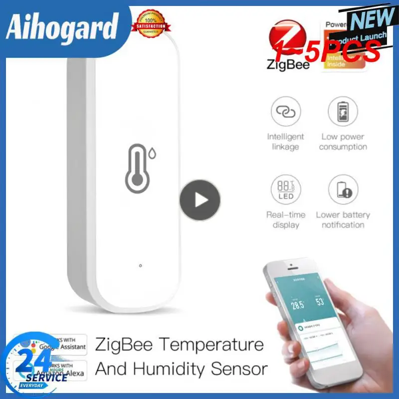 

Умный гигрометр Tuya Zigbee/Wi-Fi, устройство для измерения влажности и температуры в помещении, дистанционное управление через приложение, работает с Alexa, 1-5 шт.
