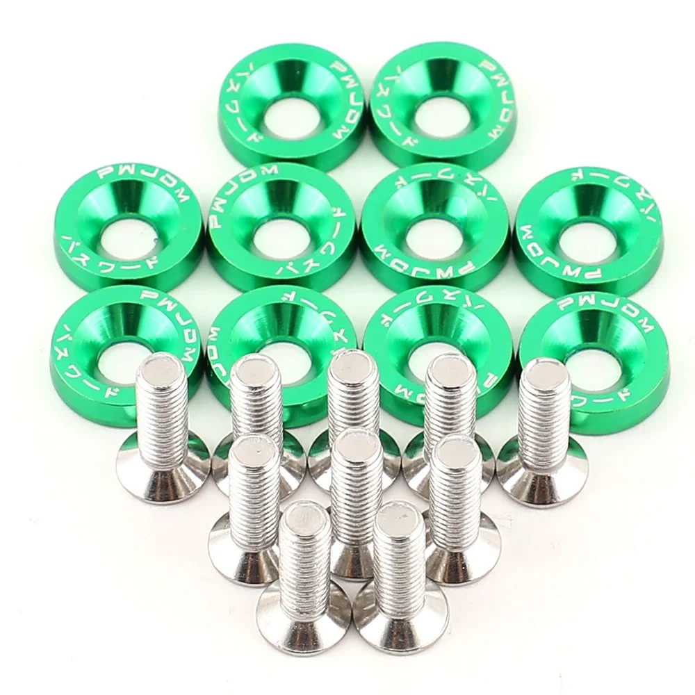 

10 шт. автомобильные модифицированные шестигранные крепления, шайба крыла, вогнутые винты для бампера двигателя, алюминиевые шайбы крыльев JDM и болт M6 для Honda