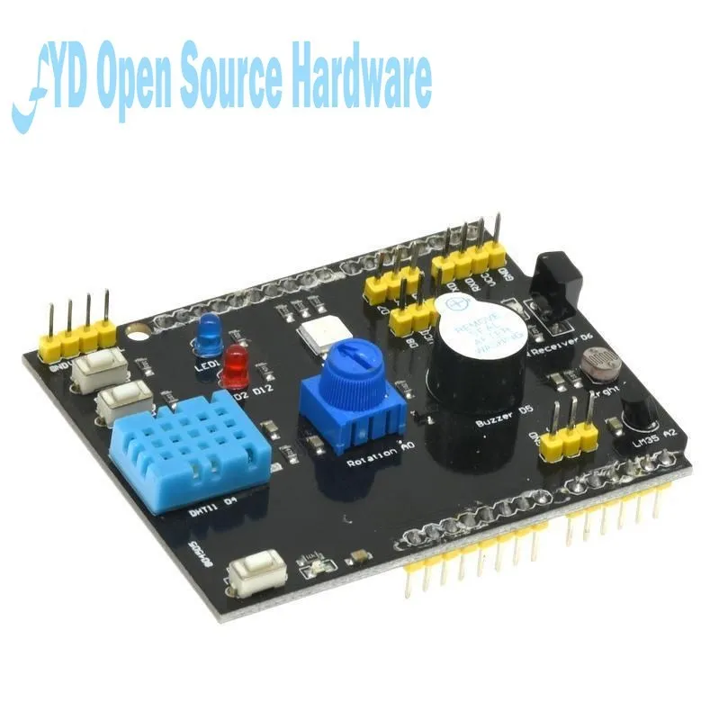 Плата датчика DHT11 LM35 9 в 1, многофункциональная Плата расширения, влажности и температуры для Arduino UNO RGB, стандартный зуммер с ИК-приемником