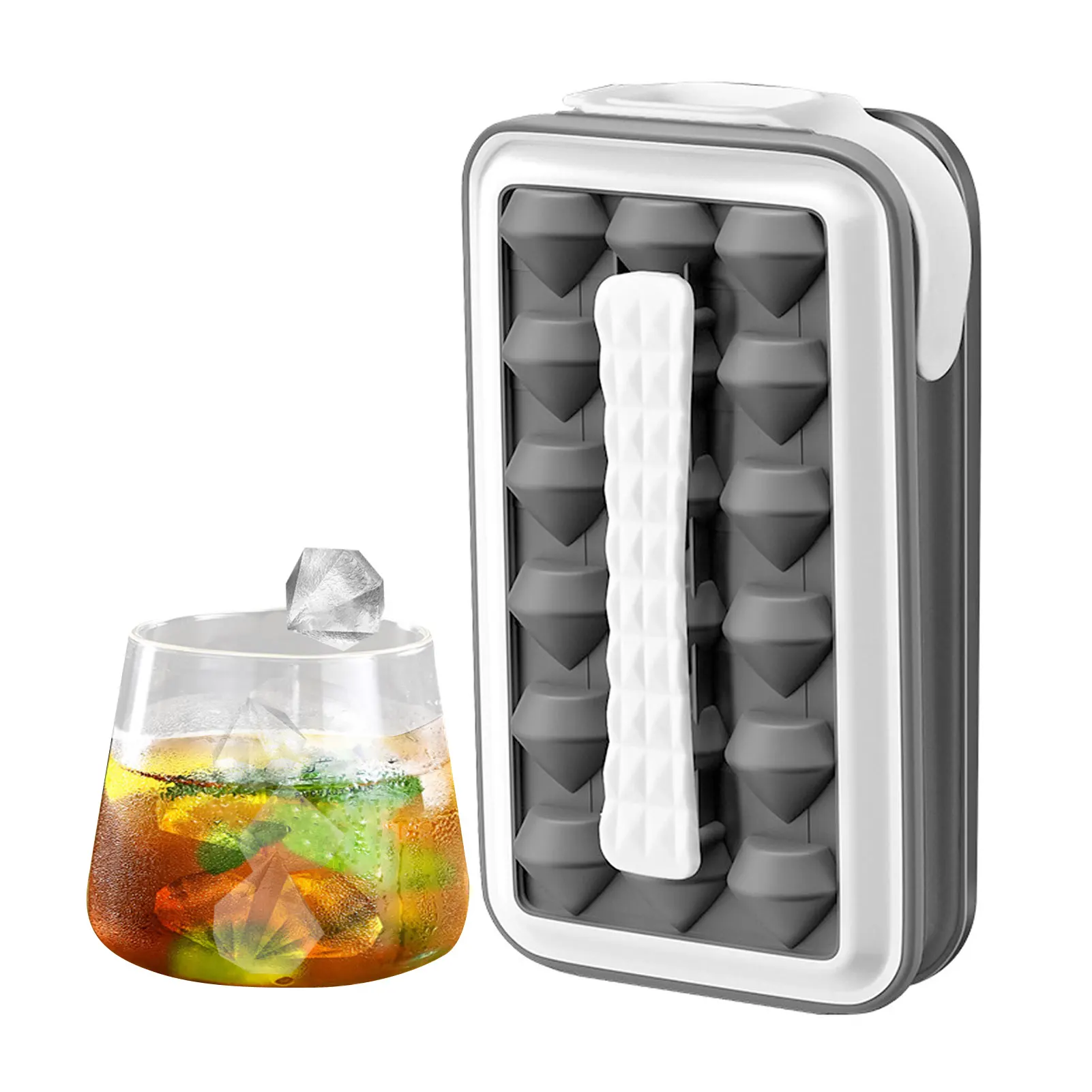 

Diamond Ice Ball Maker 2 In 1 Portable Ice Cube Tray With Lid Ice Cube Molds For Cocktails Chilled Drinks Whiskey 13 Cubes Easy