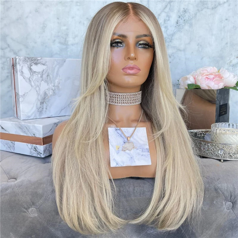 

Natural Straight Human Hair Wigs Light Ash Platinum Blonde Lace Frontal Wig for Women HD Transparent 360 Wig female Real Human