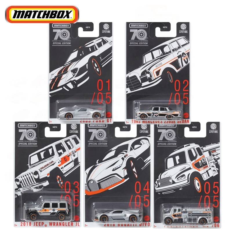 Оригинальный автомобиль матчбокс, 70 лет, специальный литая модель 1/64, автомобиль Ford GT Jeep Wrangler Bugatti Folena, игрушки для мальчиков для детей