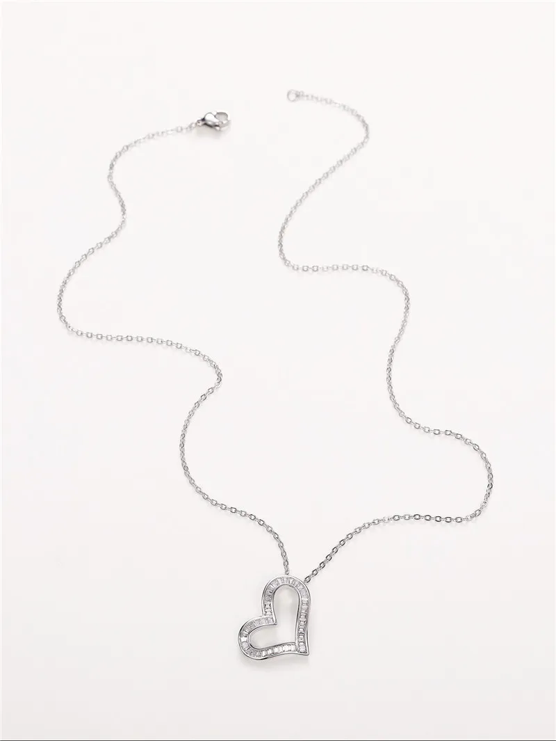 Huitan элегантное женское ожерелье с кубическим цирконием в форме сердца стильный