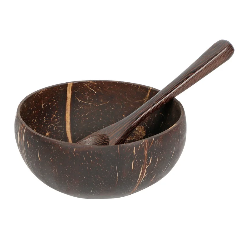 

Natural Coconut Bowl Protection Wooden Bowl Salad Nuts Coconut Wood Tableware Spoon Set Coco Smoothie Coconut Kitchen Environm