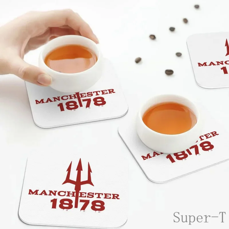 Красные подставки для кофе Devils Of Манчестер кожаные чашек посуда дома кухни