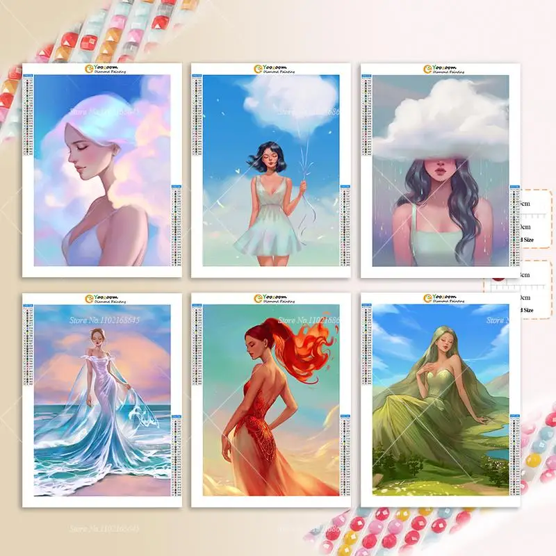 

DIY 5D алмазные картины, портреты с пейзажем и красивые девушки, Мультяшные картины, вышивка мозаикой для домашнего декора стен