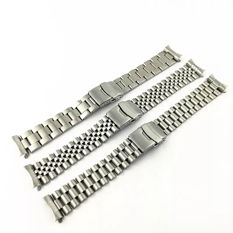 20mm 22mm Stainless Steel Watchband Men Women Solid Curved End Metal Wrist Bracelet Band Accessories for Seiko Watch Strap logo