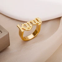 fashion king letter ring for women girl stainless steel queen couple child daughter finger rings party birthday jewelry gifts