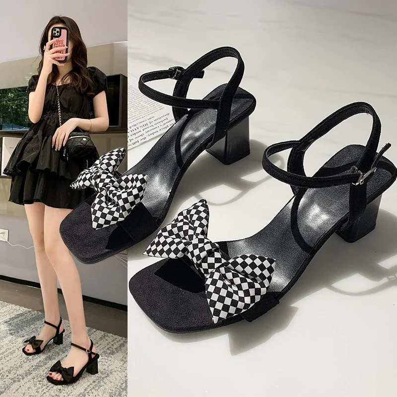 2023 Fashion Women Sandals Outerwear New Super Hot Sandals Women Summer Bow All-match Women High Heels Sandals