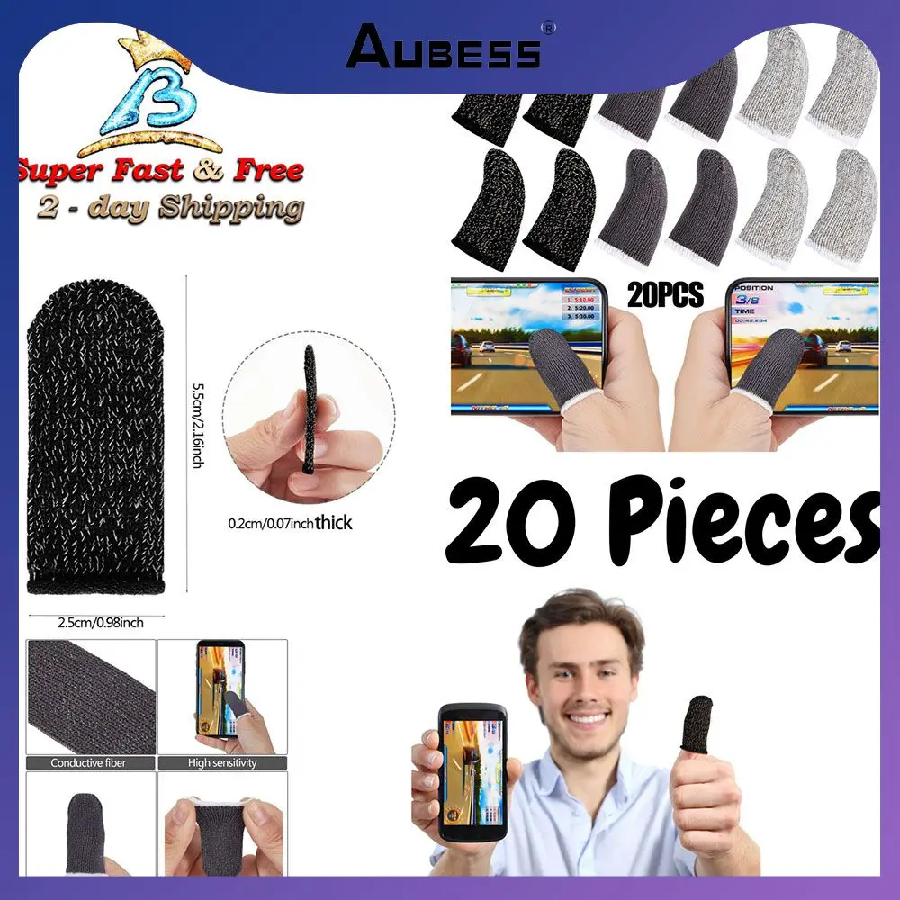 

20 Pcs Mobile Game Controller Finger Sleeves Breathable Gaming Finger Sleeve Portable High Quality Touch Screen Gloves For Pubg