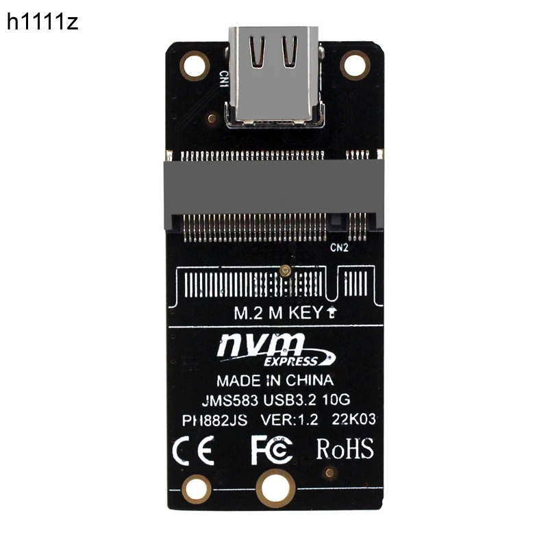 Фото Адаптер NVME USB NVME на USB 3,1 Тип C 10 Гбит/с, подставка M2 PCIE NVME SSD на USB C конвейер JMS583, ключ M для 2230 M.2 NGFF SSD №1