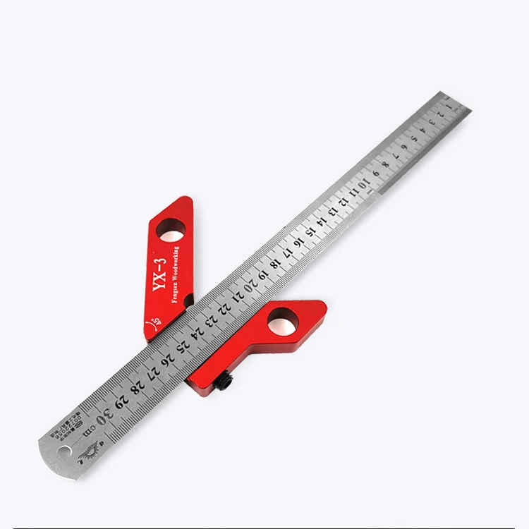 

B50 Center Line Scribe Wood Ruled 30CM Woodworking Scriber Finder 45 90 Degrees Angle Line Caliber Ruler Measuring Tool