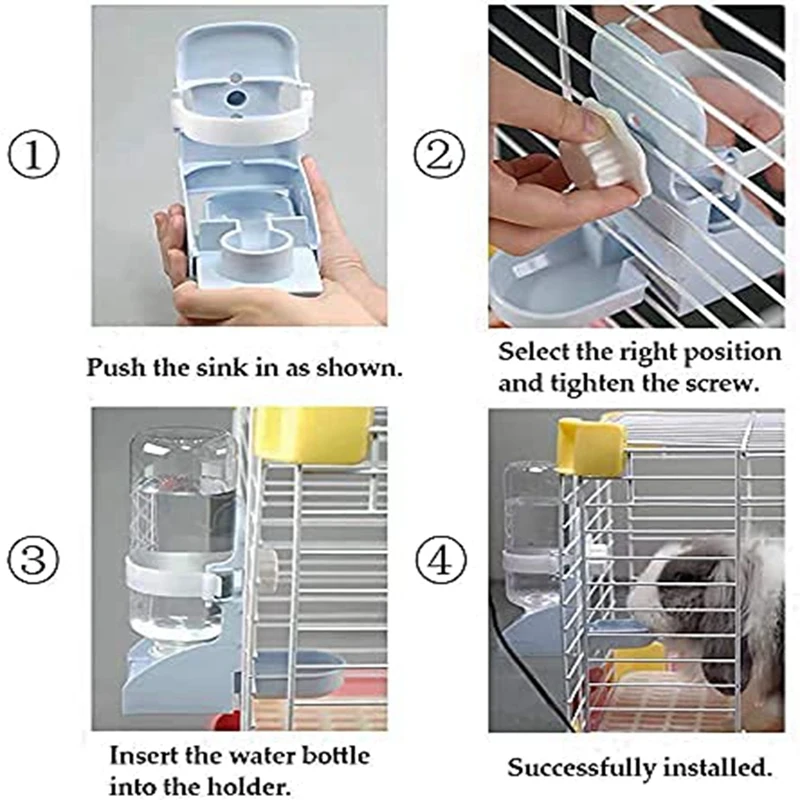 

2 шт. миска для кроличьего корма и бутылка для воды, подвесной автоматический диспенсер для воды, маленькая миска для животных, пластиковая к...