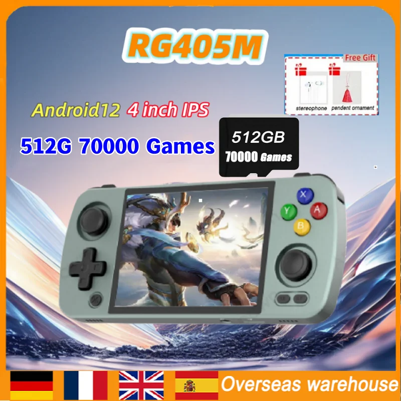 

512G 70000 Games ANBERNIC RG405M Handheld Game Console 4 Inch IPS Touch Screen T618 CNC/Aluminum Android12 Portable PSP