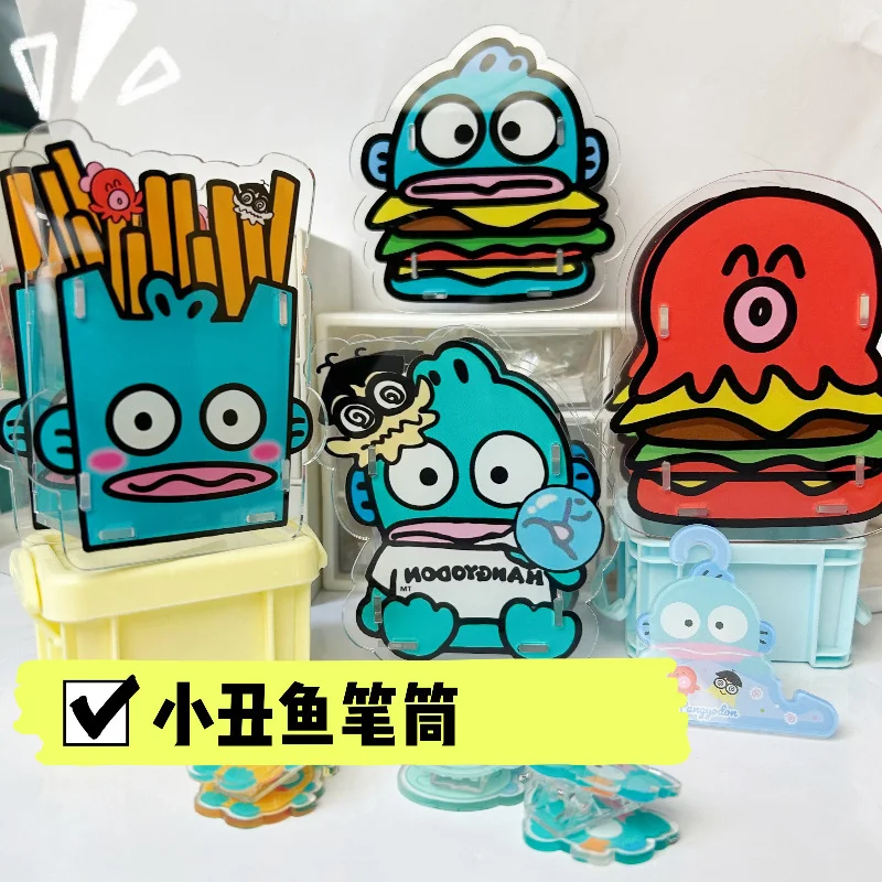 Фото Акриловая подставка для ручек Sanrio Ugly Fish, креативный настольный органайзер, держатель для кистей для макияжа, контейнер для учебных принадлежностей №1