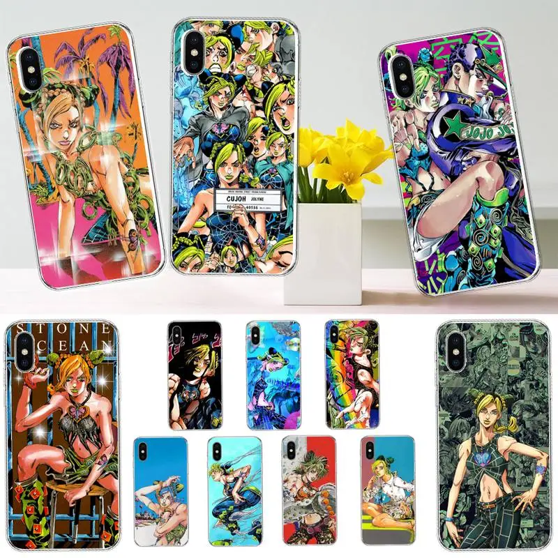 

JOJO Jolyne Cujoh anime Phone Case Transparent soft For iphone 12 11 13 7 8 6 s plus x xs xr pro max mini