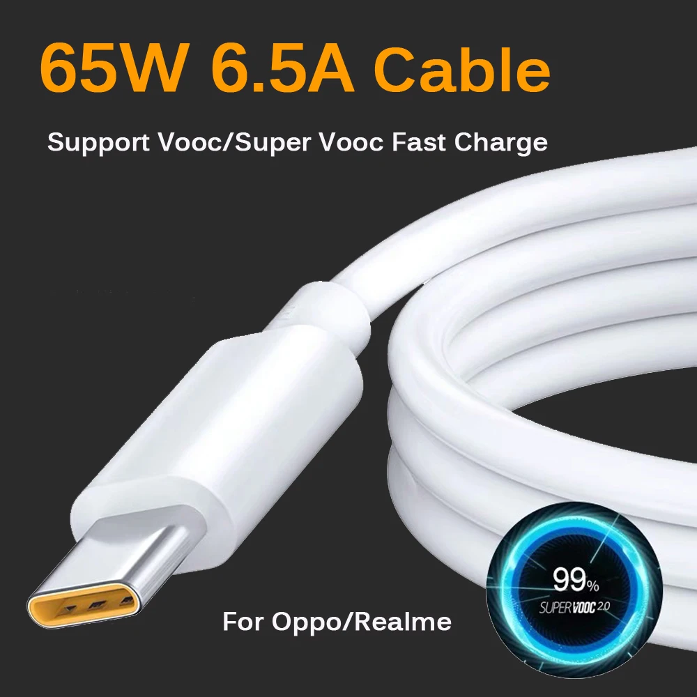 liuliu 65W 6.5A USB Type C Super-Fast Charge Cable Super Vooc Dart Cord for Realme 9i 9 Pro 8 7 X7 X50 GT GT2 OPPO Find X5 X3 N