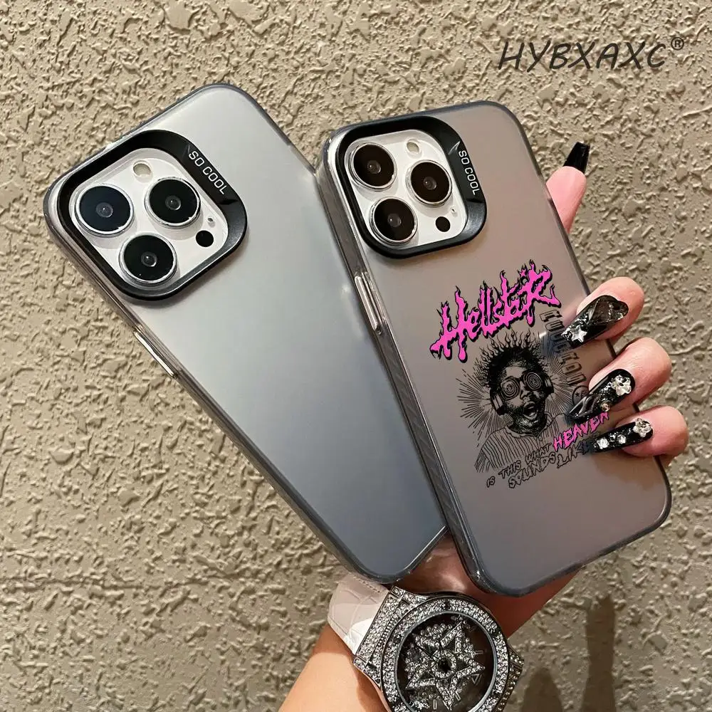 Фото Чехол для телефона H-HellstarS Fashion Logo для iPhone 17 16 15 14 13 12 11 Max, черный, фиолетовый, матовый, лазерный, металлический, с эффектом Авроры, Funda HYBXAXC №4