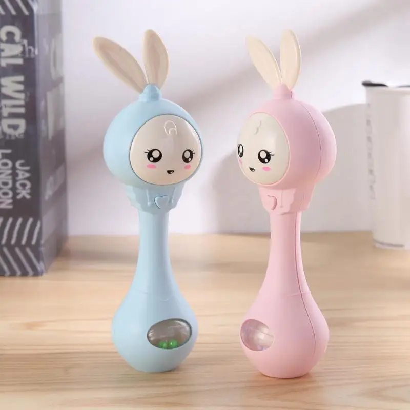 

Baby Music Flashing Rattle Toys Rabbit Teether Hand Bells Mobile Infant Stop Weep Tear Rattles Newborn Early Educational Toy 18M
