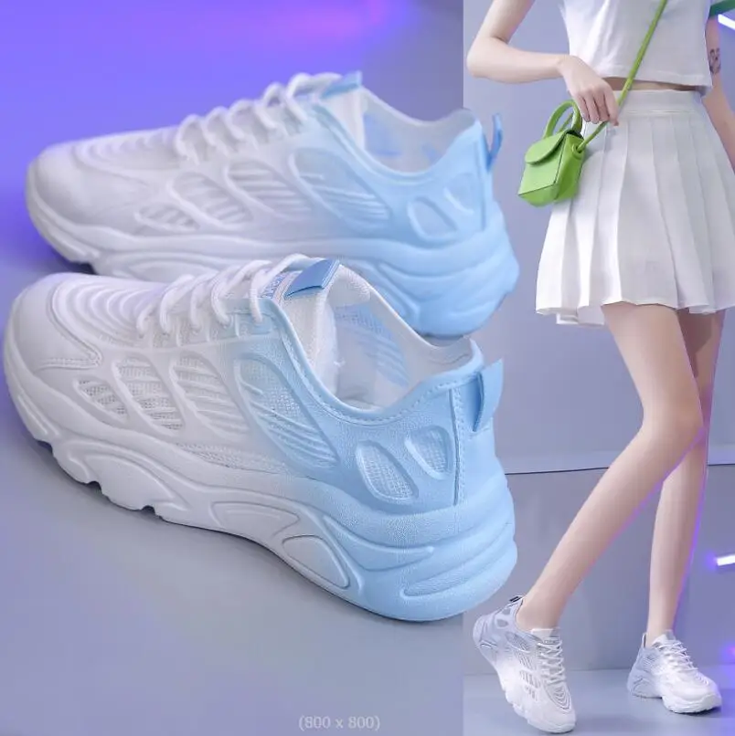 

Кроссовки женские сетчатые, дышащие, удобная спортивная обувь на плоской подошве, в Корейском стиле, лето 2022