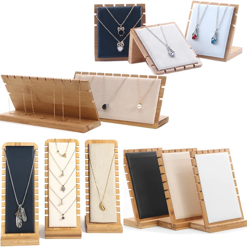 The Latest Bamboo Jewelry Display Rack Necklace Earrings Display rack Multiple Necklaces Display Rack Necklace Display Rack