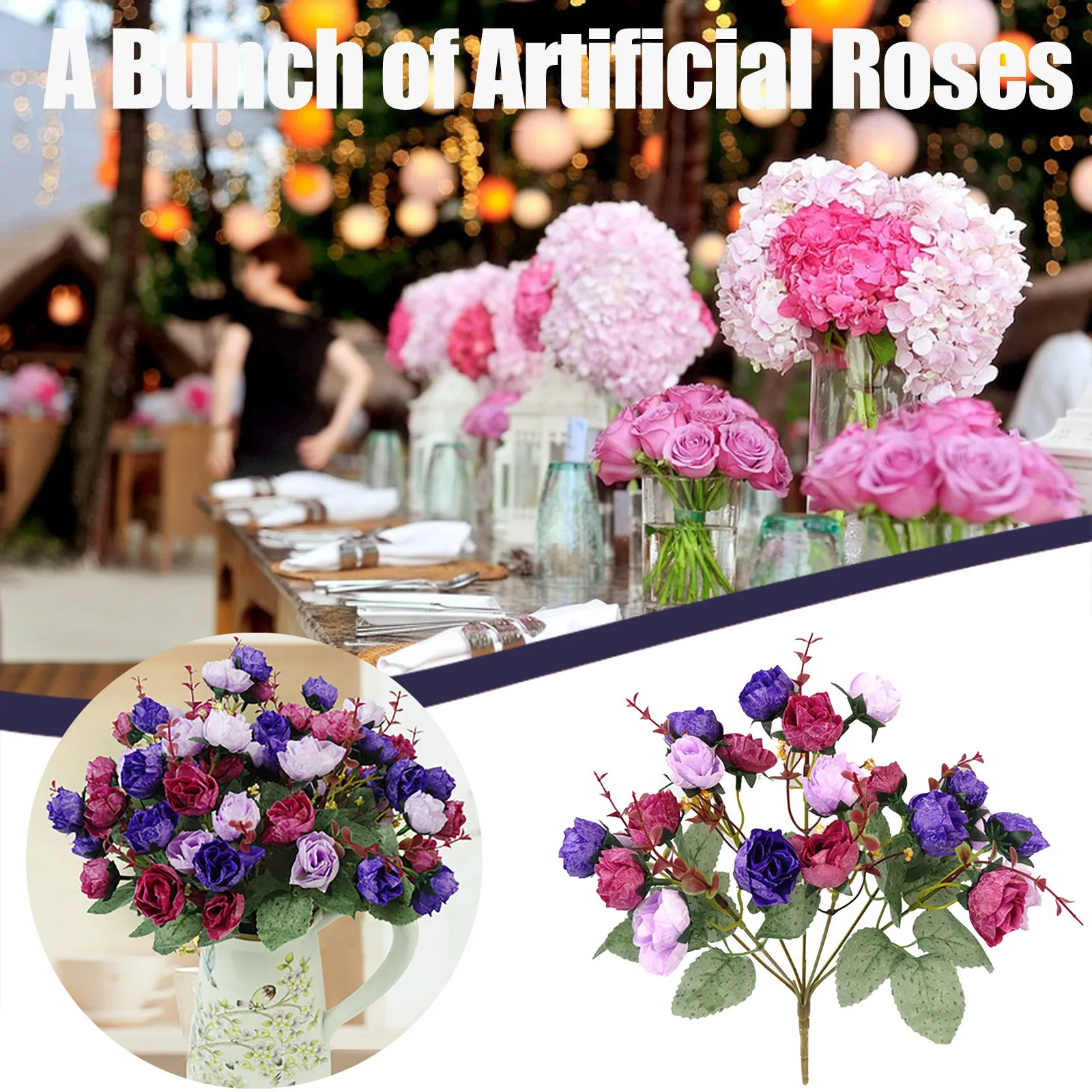

Букет из искусственных роз 21 веток, декоративные розы, букет из шелка 7, состоящий из домашнего декора