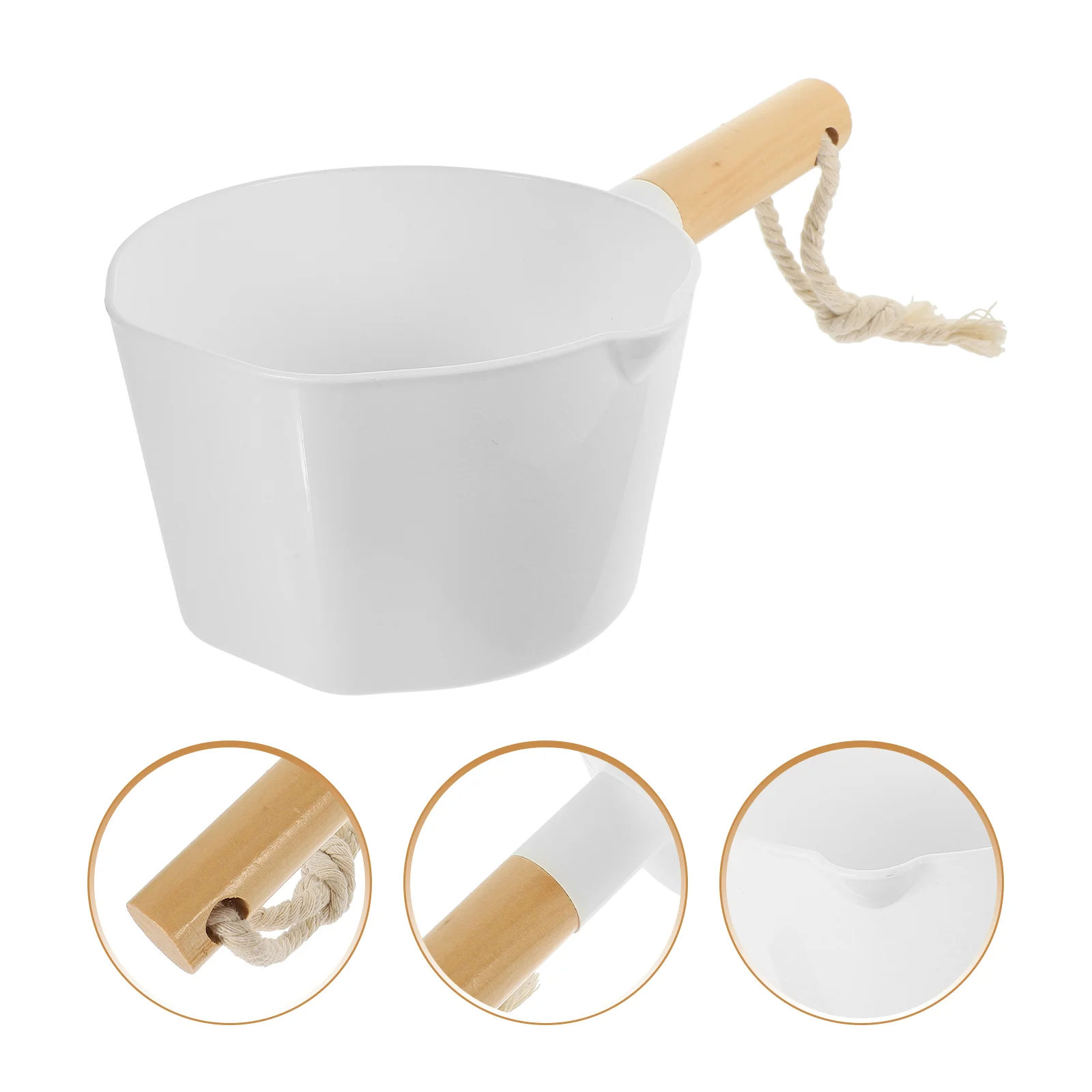 Kitchen Wooden Long Handle Water Ladle Bathroom Bailer White Scoop Home Accessories water scoop