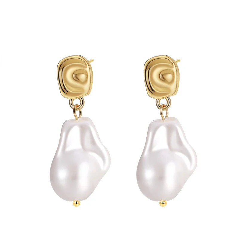 

Minar New Trend Irregular Baroque Pearl Long Dangle Earrings for Women 14K Gold Plating Brass Pendant Earring Every Day Jewelry