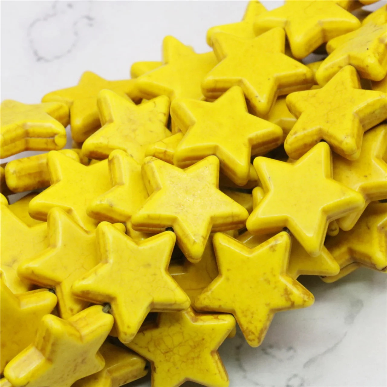 

30mm Accessories Yellow Star Turkey Turquoises Stone Loose Beads Stone DIY Howlite 15inch Gifts For Women Jewelry Making Design