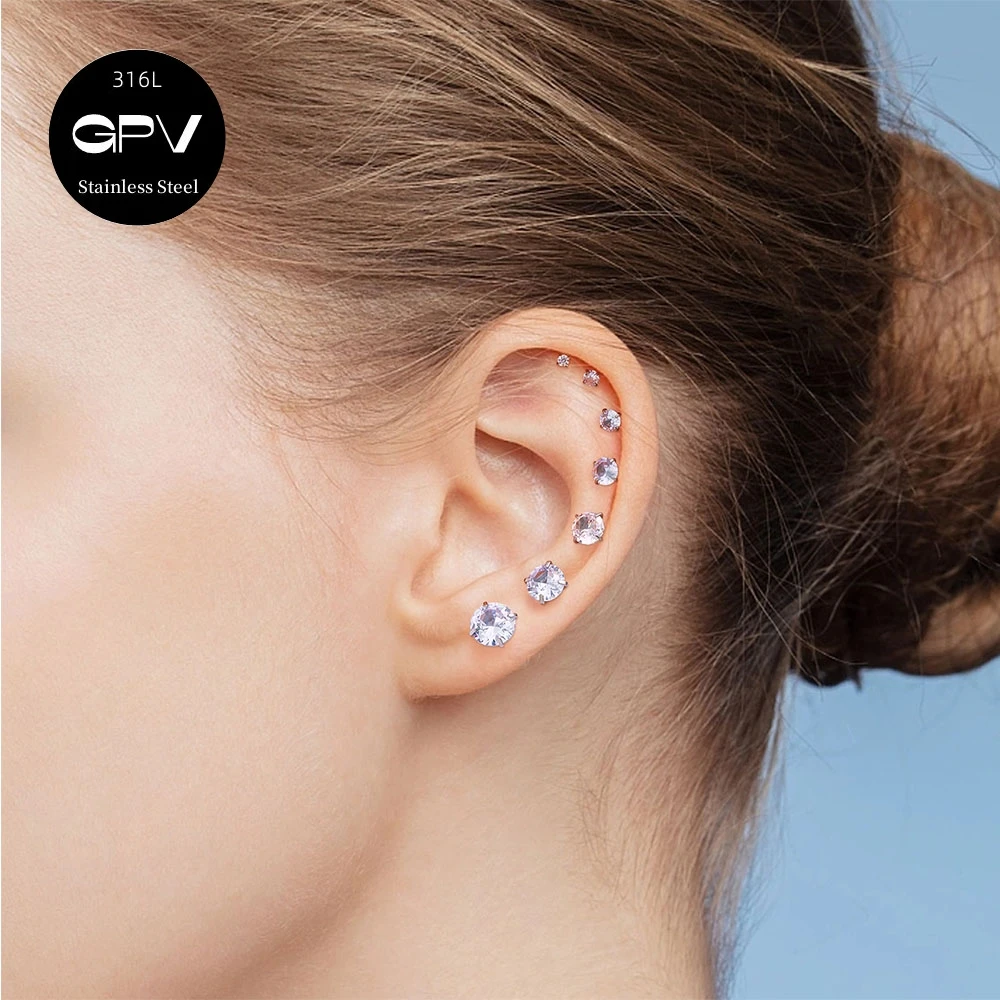 1 шт. медицинский гвоздь из нержавеющей стали 316L круглый циркон с четырьмя