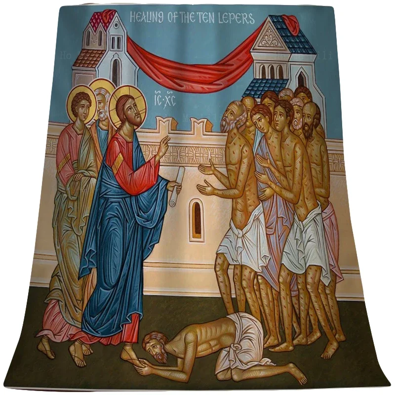 Фланелевое Одеяло с изображением Иисуса Христа греческих иконок возвышения