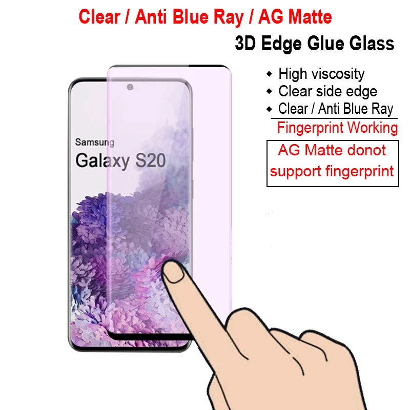 

25pcs For Samsung S23 S20 S21 S22 Ultra Plus Note 20 10 pro S9 3D Clear AG matte Anti Blue Ray Tempered Glass Screen Protector