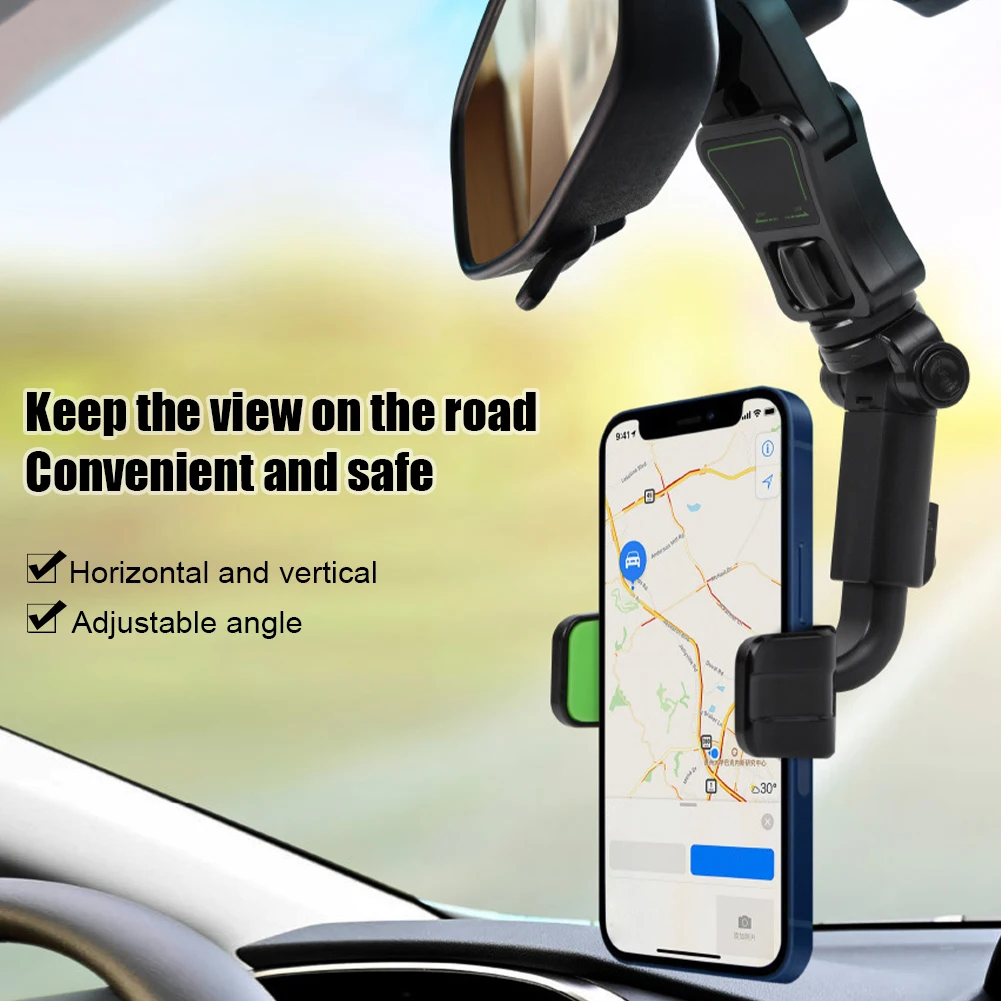 

Car Phone Holder Multifunction 360 Degree Rotatable Car Rearview Mirror Phone Bracket Hanging Clip Adjustable Phone Rack for Car